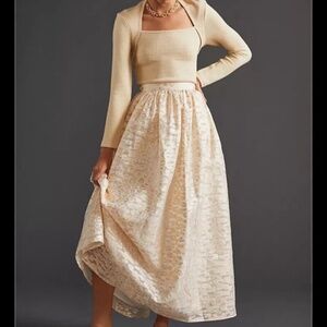 Anthropologie | Pankaj & Nidhi Metallic Burnout Shimmer Maxi Skirt Size XS | EUC